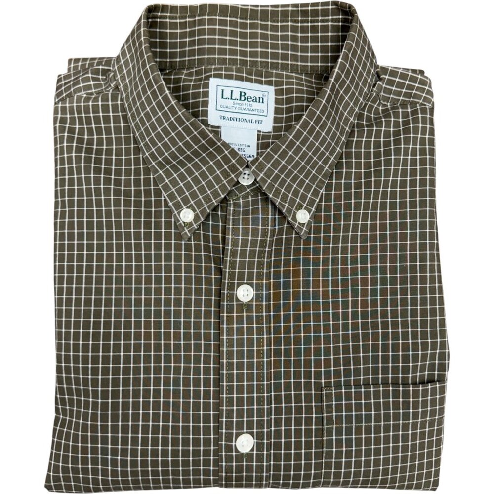 EUC Men's L.L. BEAN Wrinkle-Resist. Traditional Fit Check Plaid Shirt | Size L